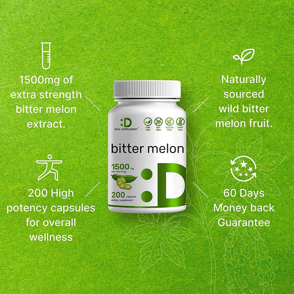 Deal Supplement Bitter Melon 1500mg - Viên uống mướp đắng hỗ trợ đường huyết cho người bệnh tiểu đường 200 viên