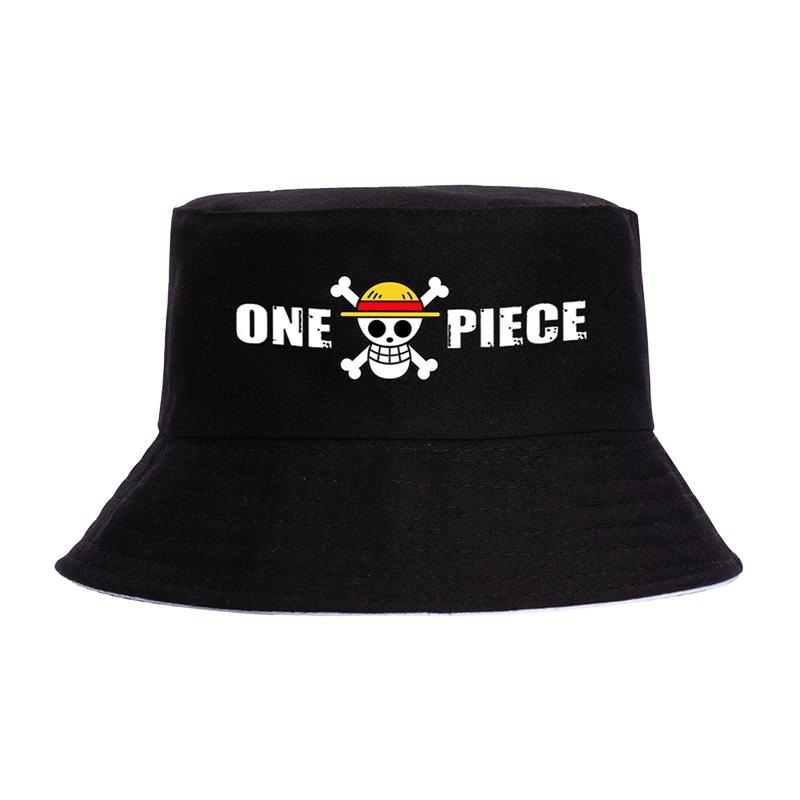 Nón Bucket Chất Liệu Cotton In Họa Tiết Hoạt Hình ONE PIECE Thời Trang Cho Nam Và Nữ