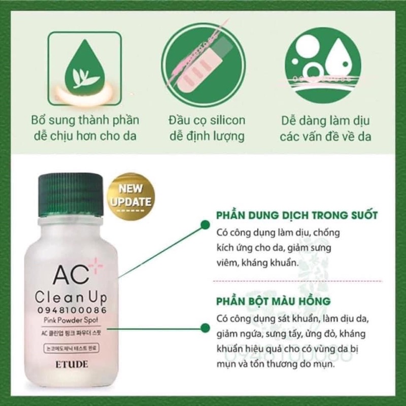 Bột chấm mụn AC CLEAN up pink powder spot chấm mụn lưu huỳnh etude Hàn