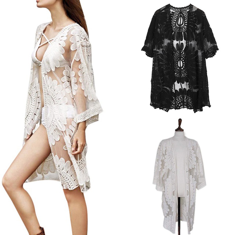 Áo khoác ren dài tay chống nắng khi đi biển | BigBuy360 - bigbuy360.vn