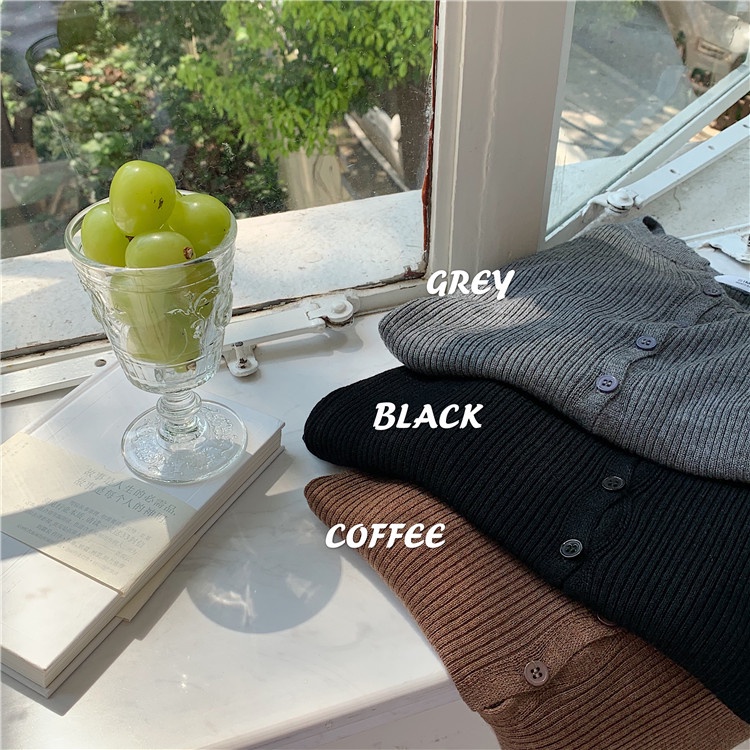 Áo Sweater Dệt Kim Tay Dài Màu Sắc Đơn Giản Cho Nữ