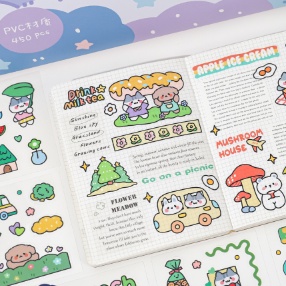 Set 10 tấm sticker Mèo xám dễ thương ngẫu nhiên hình dán sổ