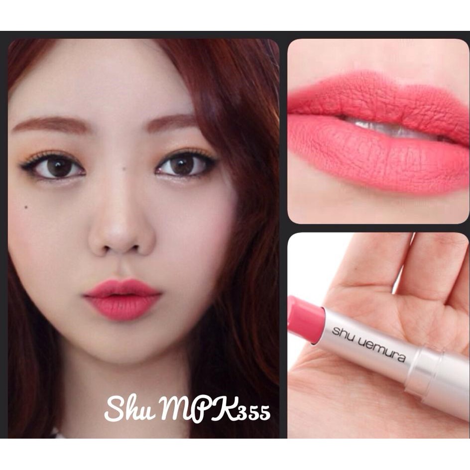 ❌ ✿[TẶNG KÈM BILL] Son SHU UEMURA 355 vỏ đen hồng cam (chuẩn auth có bill nhật) #THUYNGA.BEAUTY.SHOP# #CHÍNH HÃNG 100%#