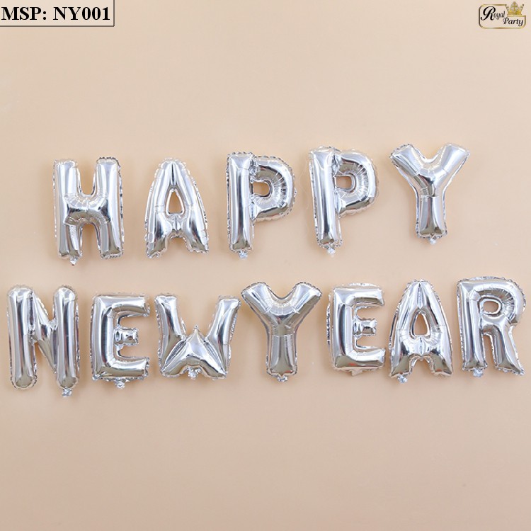 Set bong bóng Chữ Happy New Year Phụ kiện trang trí chúc mừng năm mới