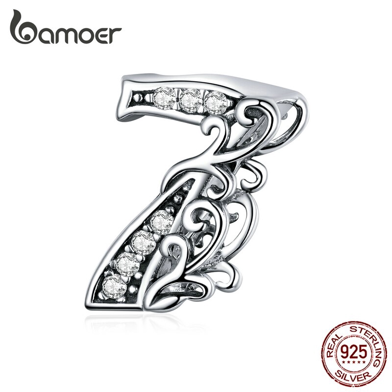 BAMOER Vòng Tay Xâu Hạt Hình Số 0-9 Bằng Kim Loại 925 SCC1418