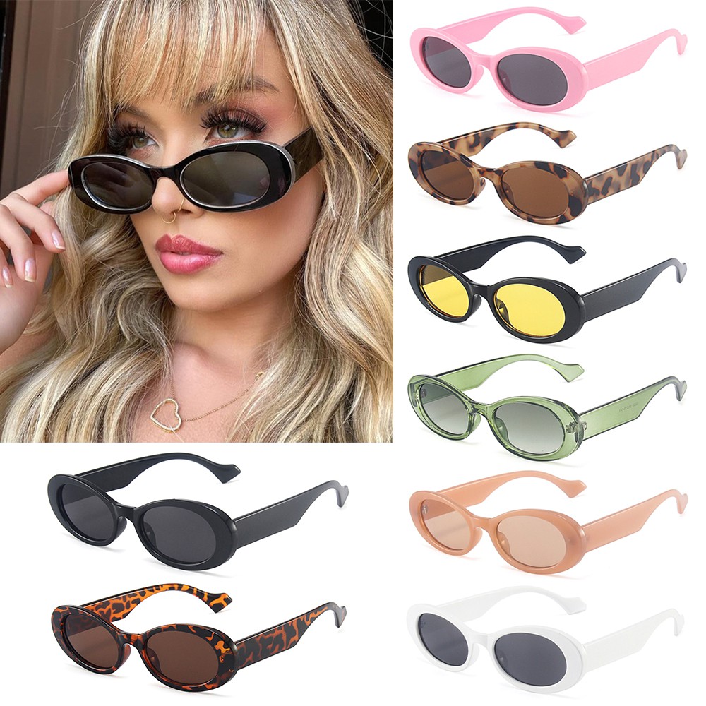 💍MELODG💍 Fashion Small Oval Sunglasses for Women Jelly Color Shades Sun Glasses Ins Popular UV400 Leopard Eyewear Trending