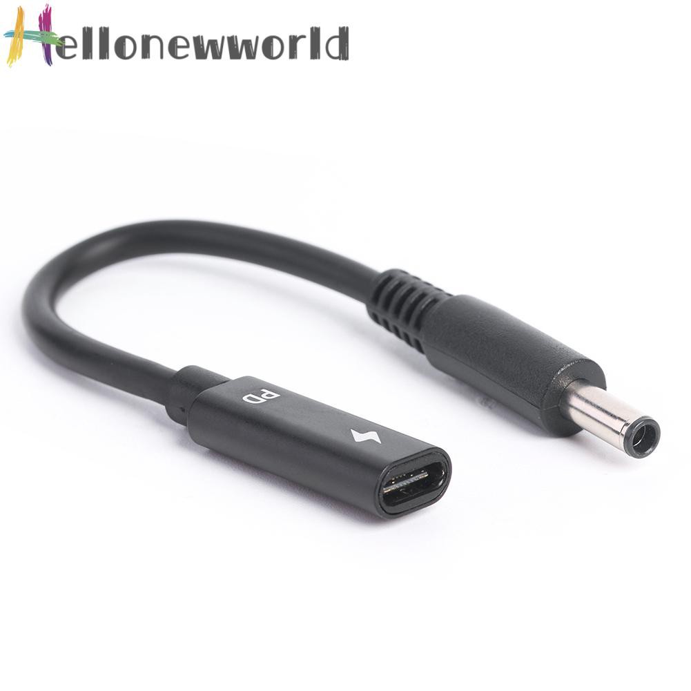 Hellonewworld PD USB Type C Female to 4.5x3.0mm DC Jack Laptop Charger Adapter for DELL