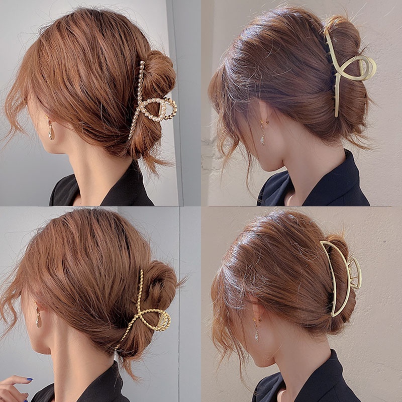 Kẹp Tóc Kim Loại Đính Ngọc Trai Nhân Tạo Thời Trang Hàn Quốc