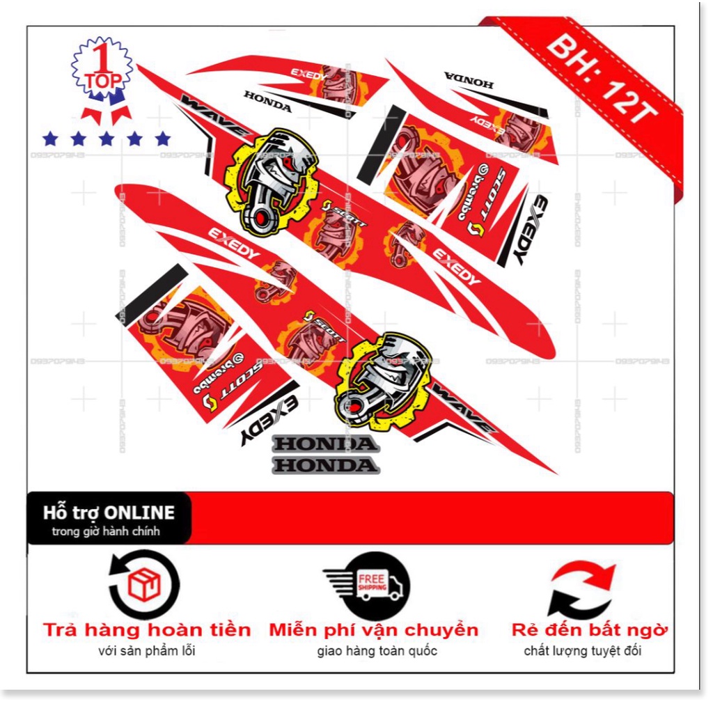 ( Quí khách vui lòng mang ra tiệm cho thợ dán ) Tem wave a 2016 pittong trắng