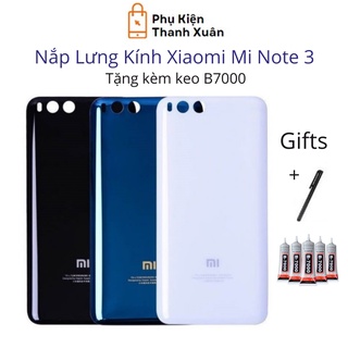 Nắp lưng Xiaomi Mi Note 3 - Chất liệu kính - Tặng kèm keo