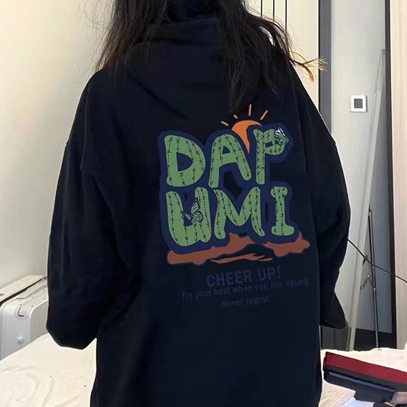 Áo sweater ZHELIHANGFEI cổ tròn in họa tiết chữ cái phong cách đi học dễ phối đồ thời trang