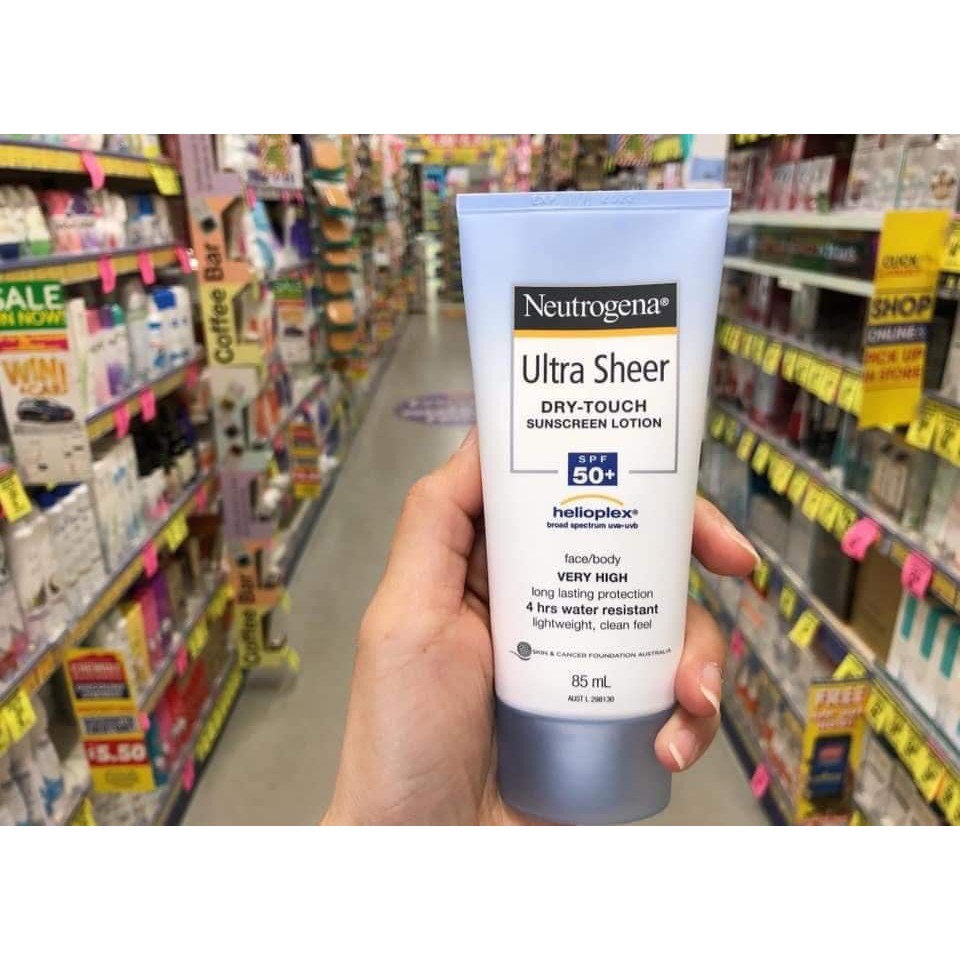 (CHÍNH_HÃNG)KEM CHỐNG NẮNG NEUTROGENA ULTRA SHEER FACE & BODY DRY TOUCH SUNCREAM LOTION SPF 50