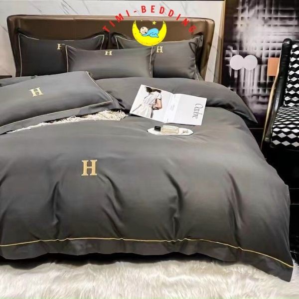 Bộ chăn ga gối lụa chữ H cao cấp, nhập khẩu – Set ga gối lụa 4 món – Timibedding
