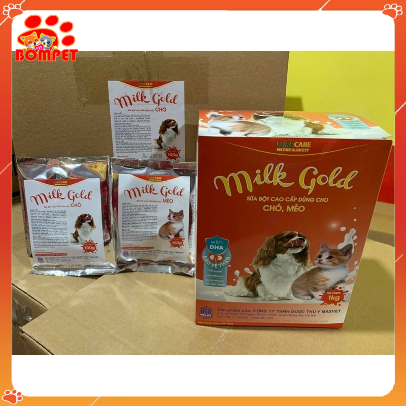 Sữa Dinh Dưỡng Cao Cấp Cho Chó Mèo MILK GOLD Gói 100g - BOMPET