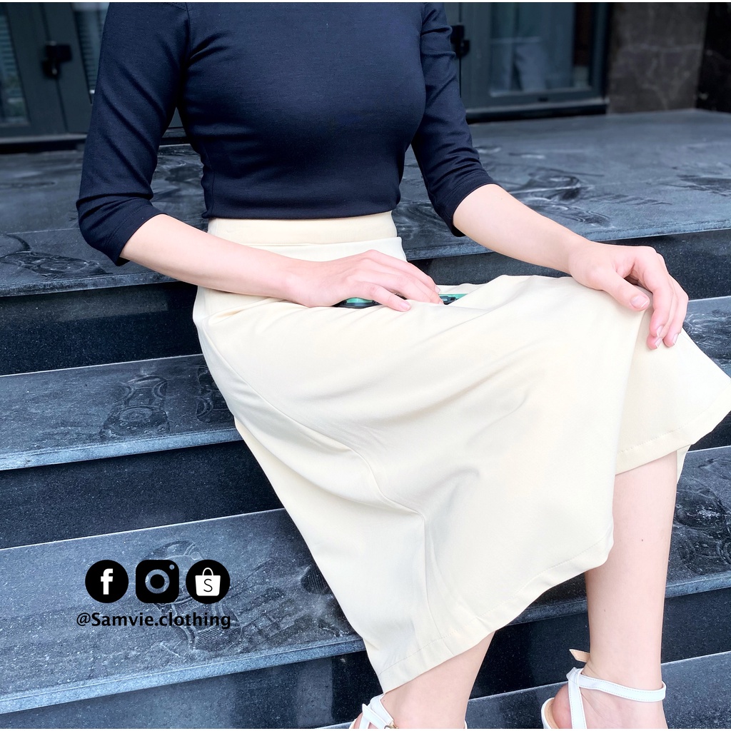 Chân váy dài Midi dáng xòe nhẹ đi làm công sở, đi chơi Samvie | BigBuy360 - bigbuy360.vn