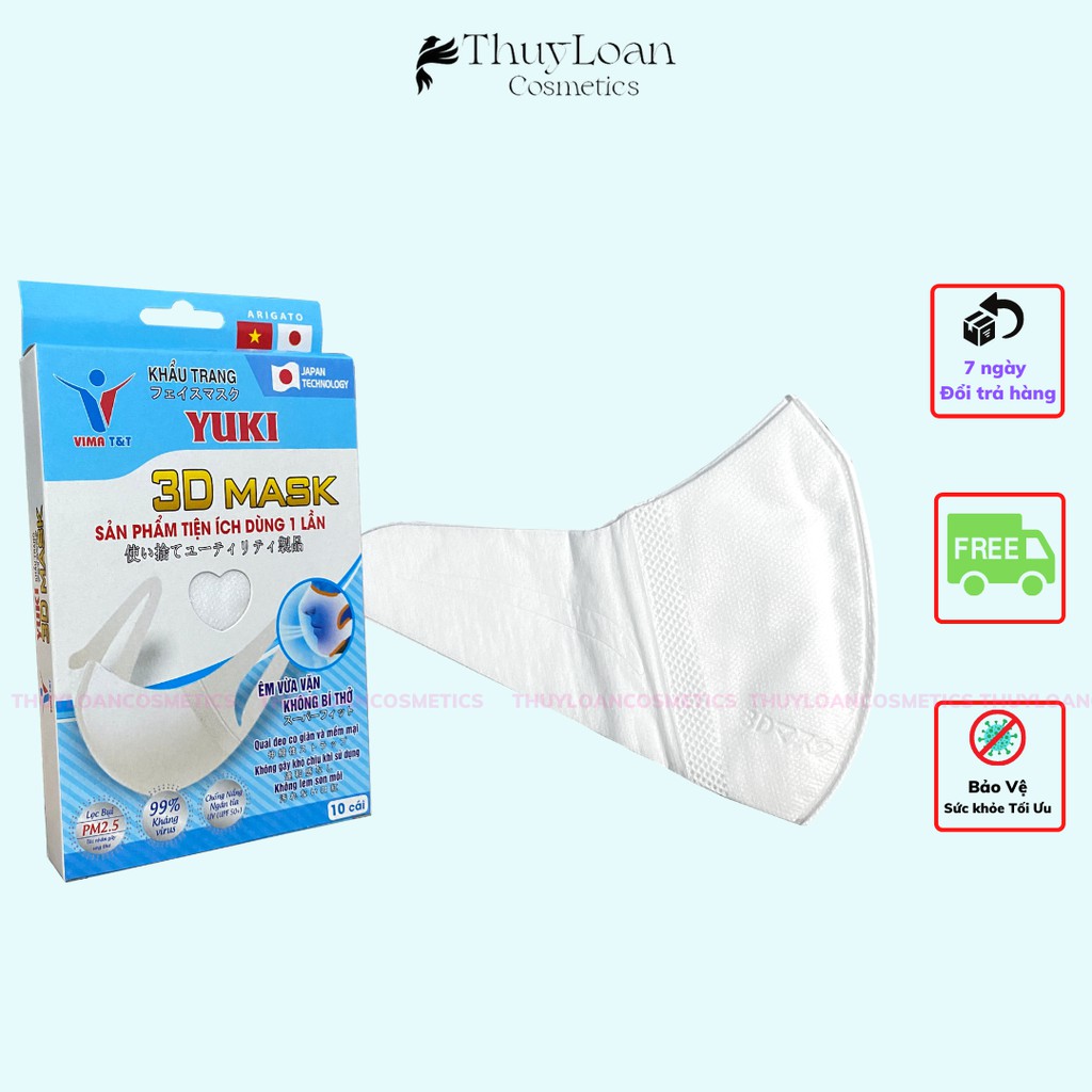 Hộp 10 cái Khẩu trang 3D Mask size M sử dụng công nghệ dập nhật bản