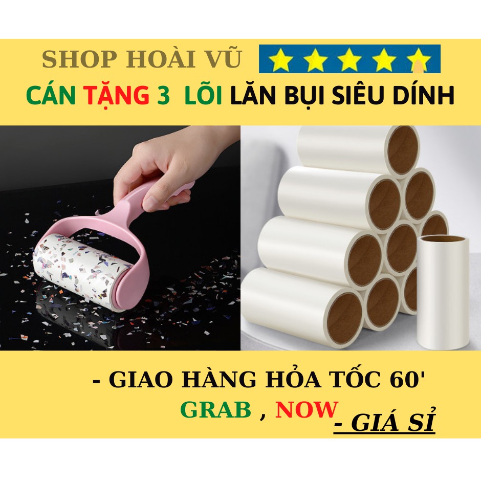 [ Cán Cây Lăn TẶNG 3 LỖI ] Lỗi Lăn Bụi 10cm Làm Sạch Quần Áo, Ga Giường, Sofa