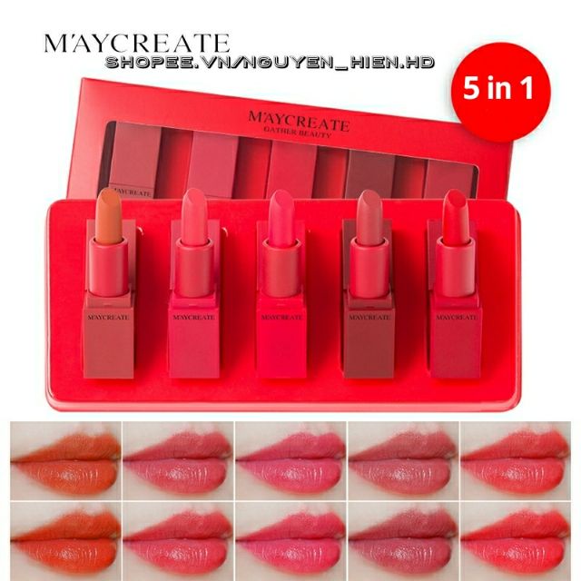 Set 5 son mini matte Maycreate chính hãng