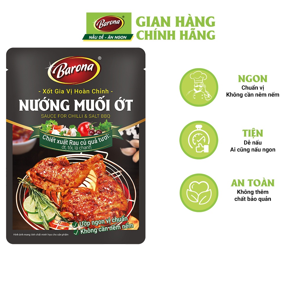 Mã BMBAU50 giảm đến 50K đơn 99K Gia Vị Nướng Muối Ớt Barona 80g ướp ngon