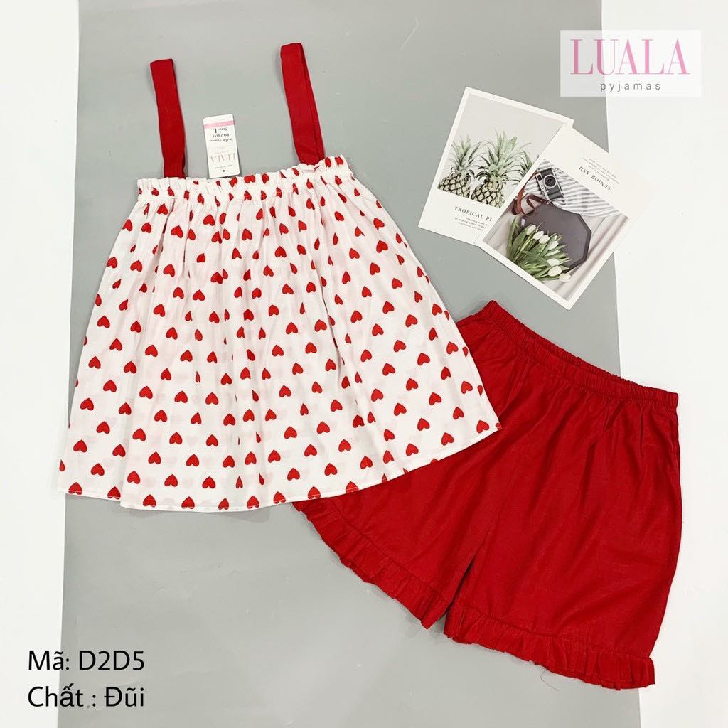 Bộ ngủ hai dây chất đũi mịn mát