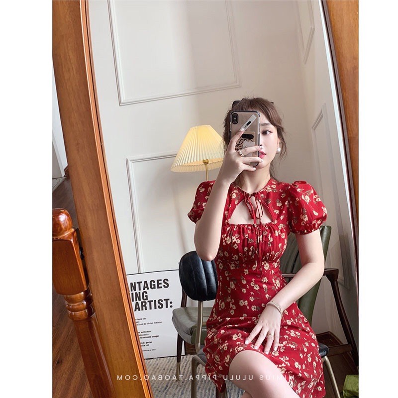 [ẢNH/ VIDEO THẬT] ĐẦM VÁY HOA ĐỎ KHOÉT NGỰC | BigBuy360 - bigbuy360.vn