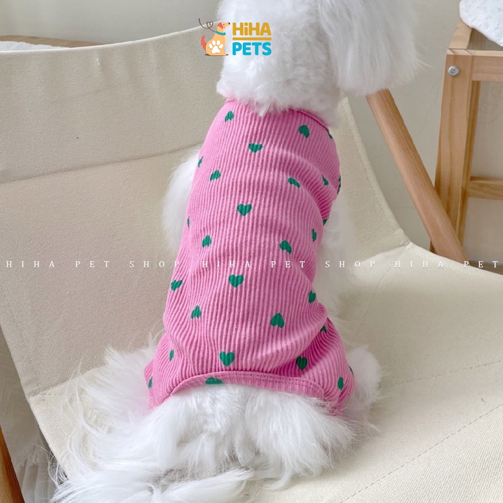 Quần Áo Cho Chó Mèo 4 Chân Chất Liệu Thun Cotton Quần Áo Thú Cưng Jump Hình Tim Dễ Thương Hihapet.