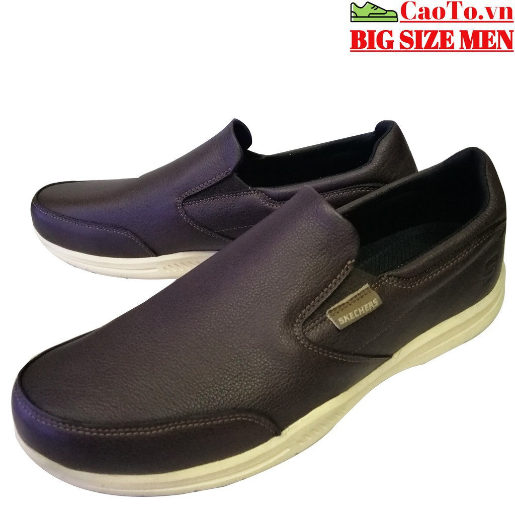 GIÀY LƯỜI NAM BIG SIZE SKECHERS  DA TRƠN ĐẾ MỀM ÊM CHÂN