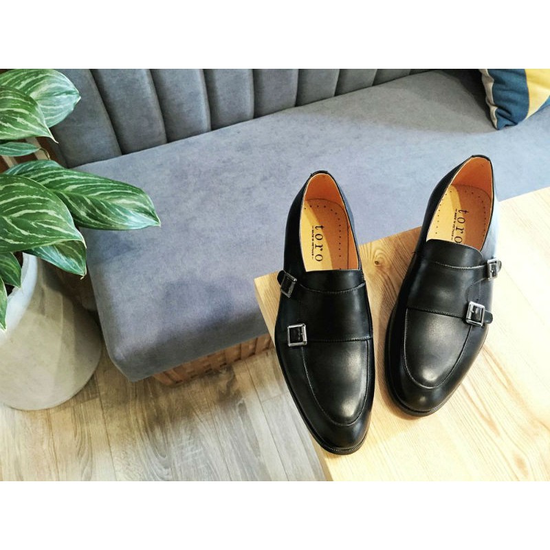 (Cao cấp) Giày Monkstrap Toroshoes Da Bò M600 Đen