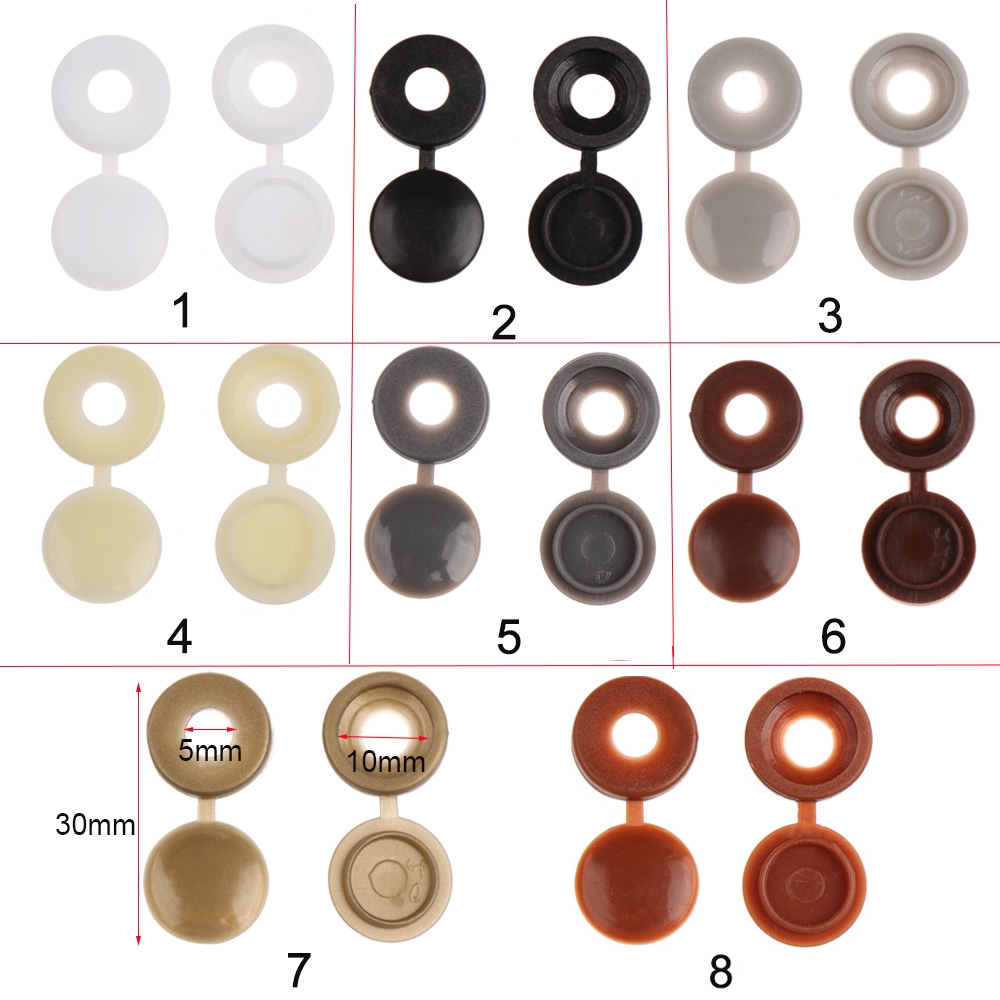 LONTIME 100Pcs Fold Snap Screw Cap Bolt Protective Cover Furniture Decor