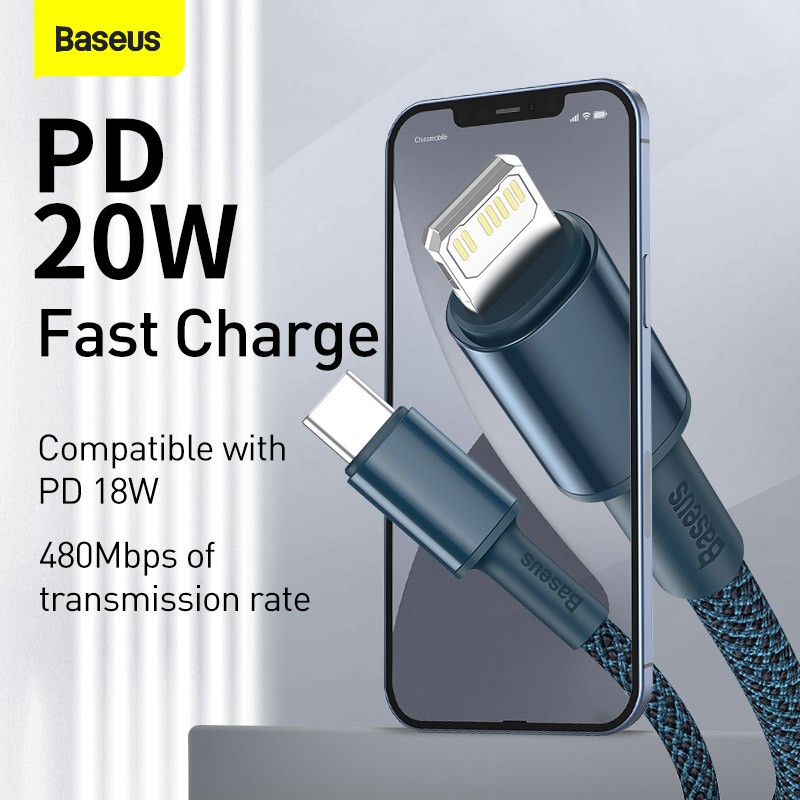 Dây cáp sạc nhanh Baseus, cáp đồng bộ dữ liệu Baseus PD 20W cổng USB C to Lightning cho iPhone 13 Pro Max, ..