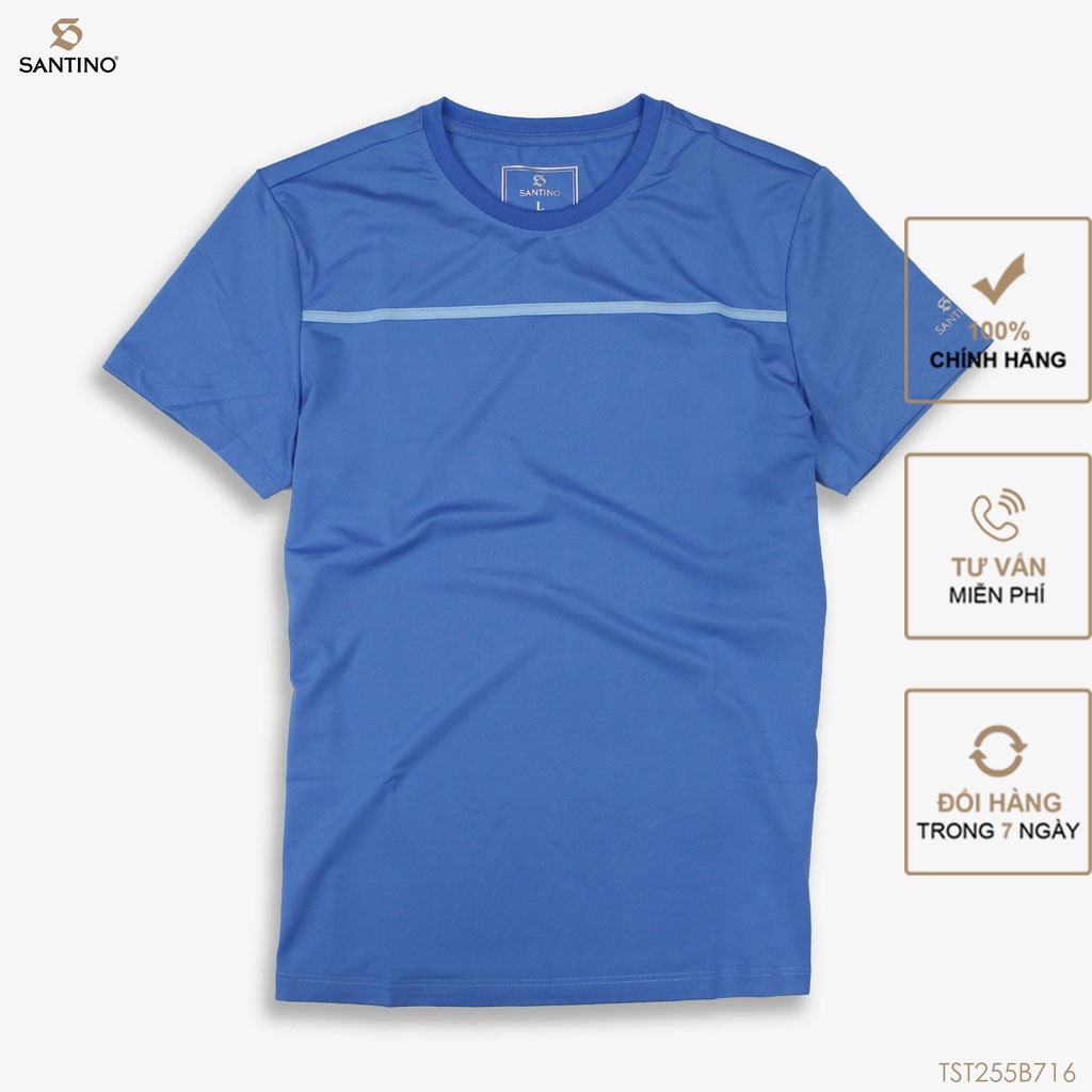 Áo thun nam ngắn tay không cổ Santino chất liệu Thể Thao co giãn 4 chiều thoải mái, phù hợp mọi độ tuổi TST255B718