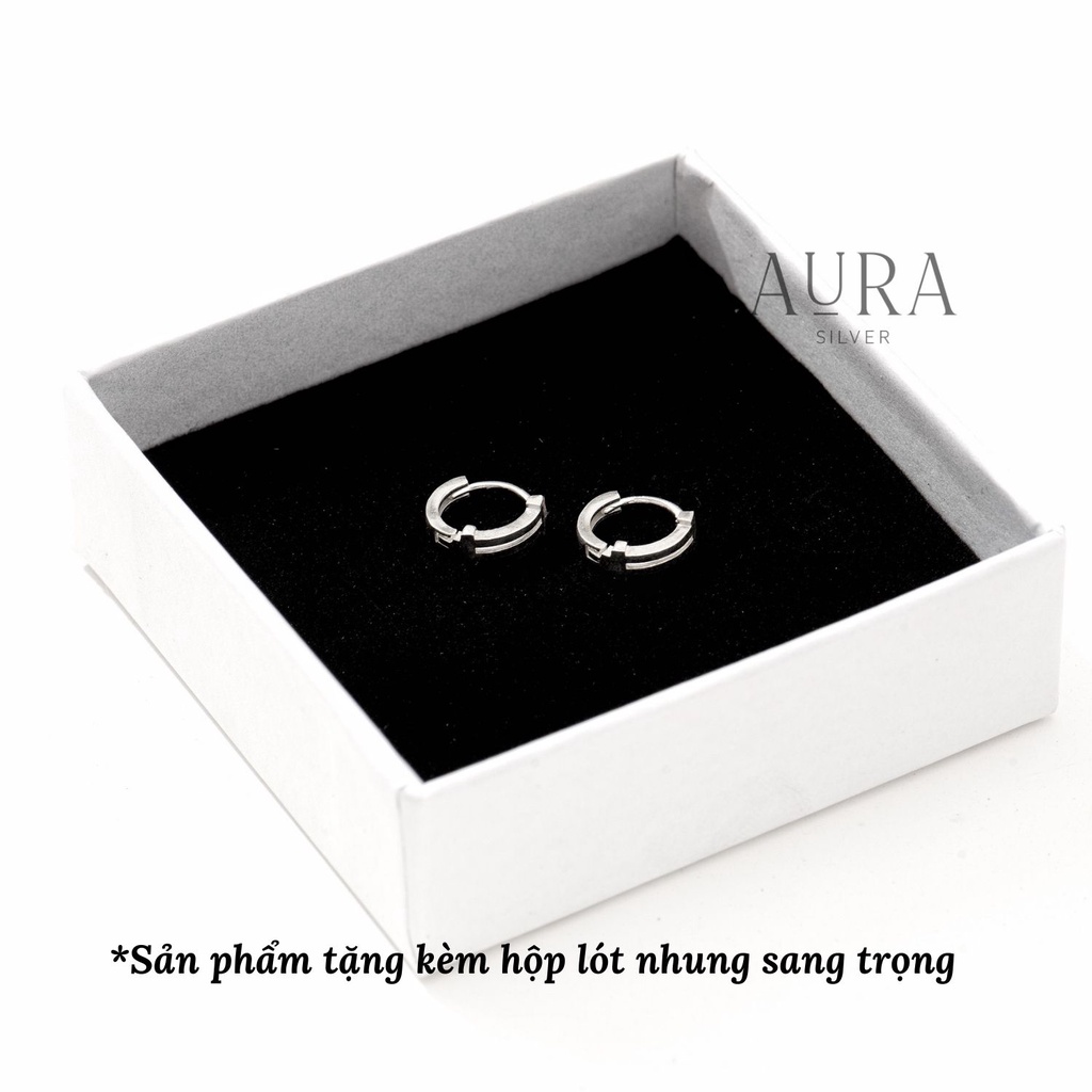 Bông tai nữ bạc 925 khuyên tai bạc tròn bấm đơn giản-KT21