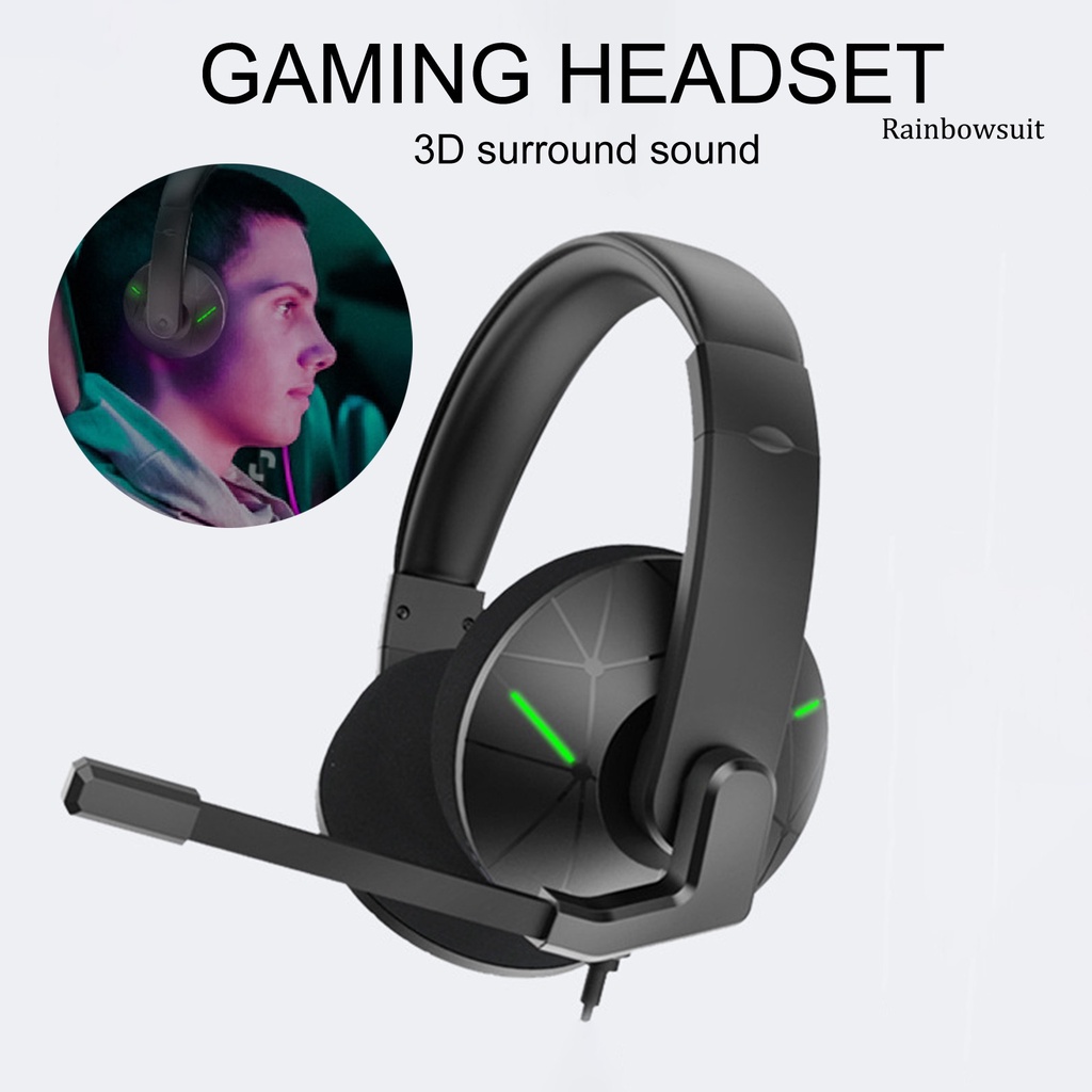 RB- Gaming Headphone Comfortable to Wear 3D Surround Sound ABS Wired Gamer Headset with Microphone for PS for XBOX