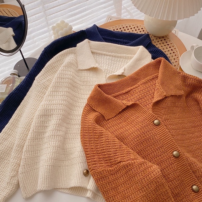 NUZIRO  Áo sweater  dệt kim thiết kế thời trang theo phong cách retro tùy chọn màu sắc