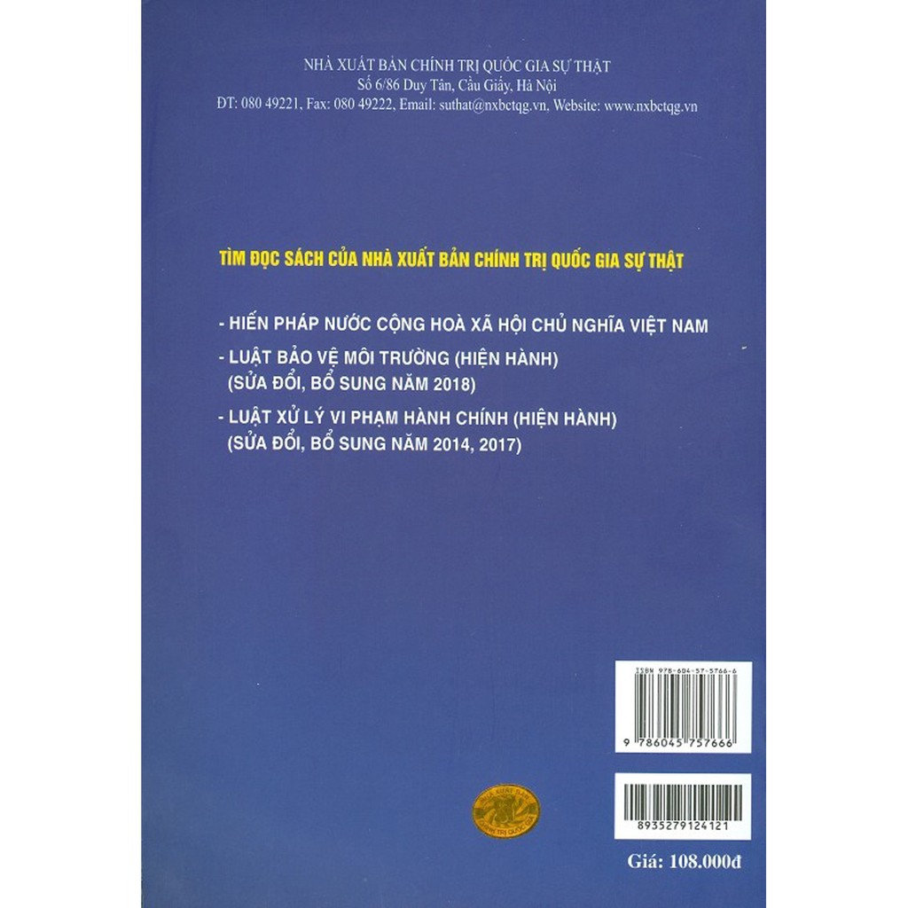 Sách - Nguyên Tắc Người Gây Ô Nhiễm Phải Trả Tiền Theo Pháp Luật Việt Nam (Sách Chuyên Khảo) | BigBuy360 - bigbuy360.vn