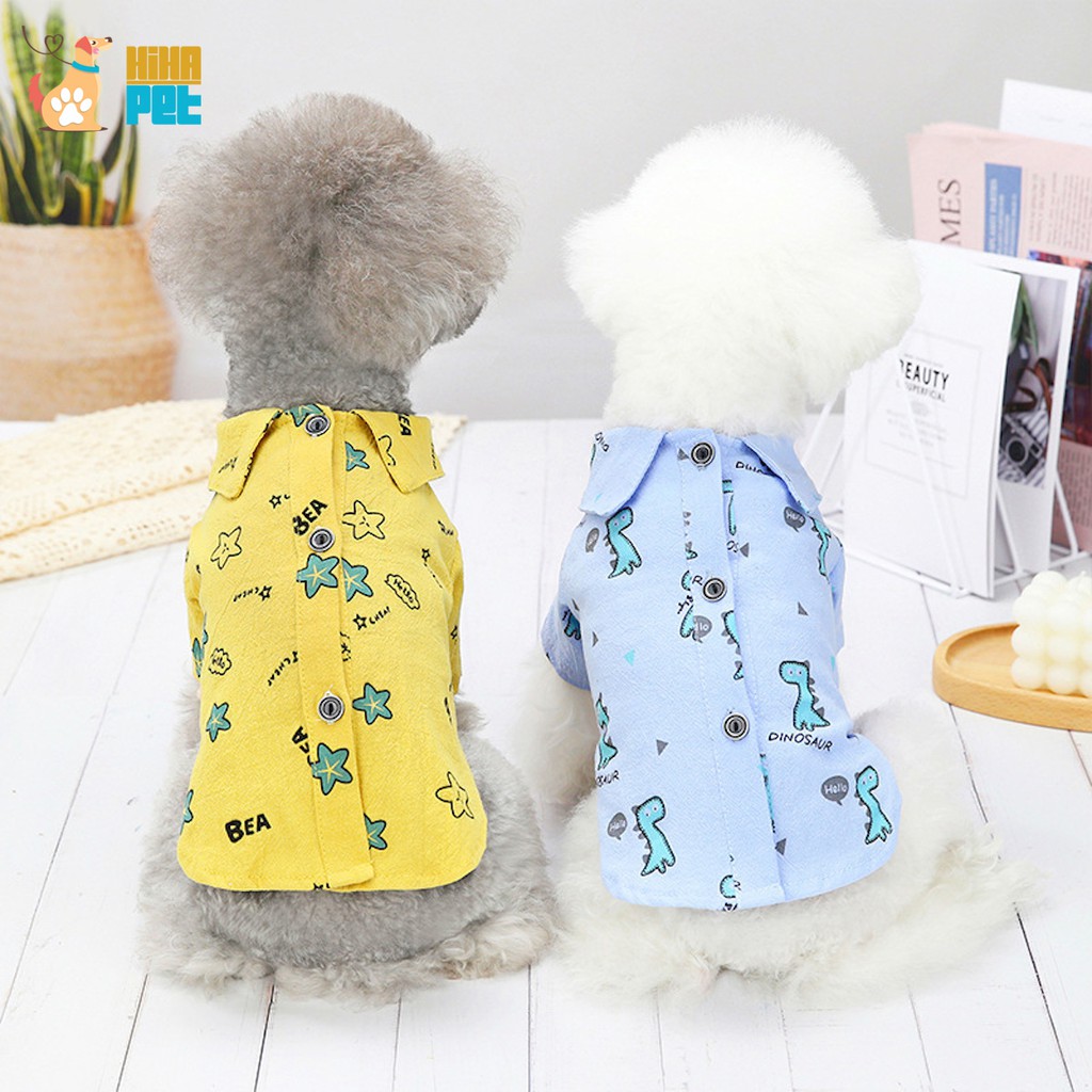 Áo Sơ Mi Khủng Long Ngôi Sao Chó Mèo Quần Áo Thú Cưng Cho Cún Đực Hihapet.