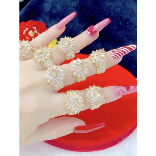 Nhẫn hoa trà cao cấp 085.10 bền màu, sang trọng quý phái