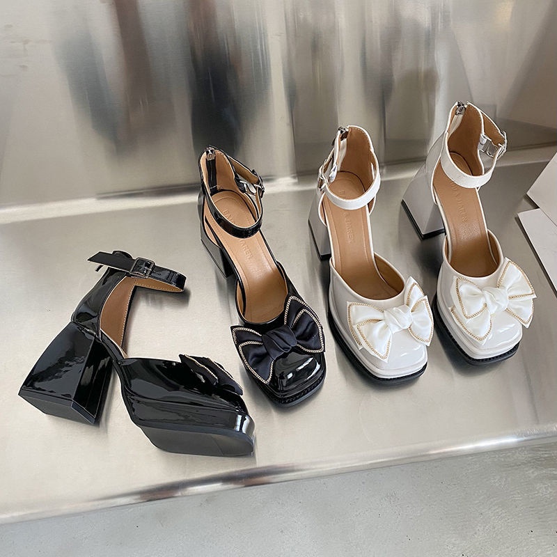 Giày Sandal Cao Gót Đính Nơ Xinh Xắn Thời Trang Xuân Hè Cho Nữ