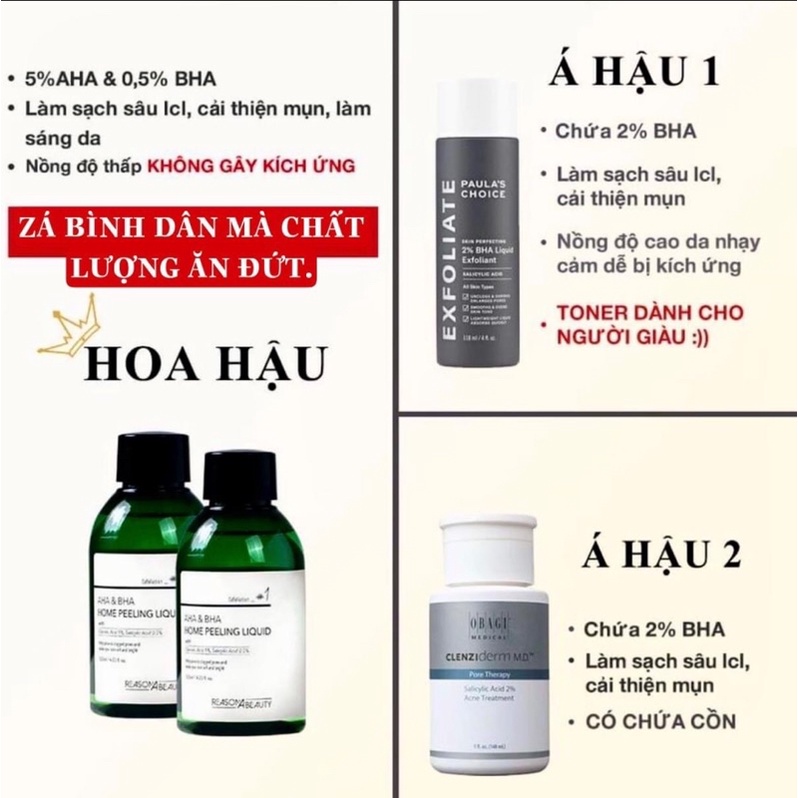 Toner Aha Bha Peeling Liqiud Reason Abeauty, Toner Tẩy Da Chết Thu Nhỏ Lỗ Chân Lông 125Ml
