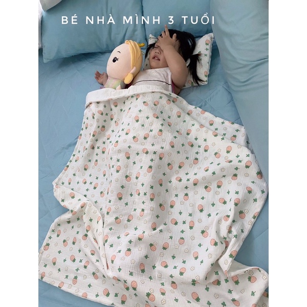 Chăn cho bé_Chăn Xô Muslin siêu nhăn mền mịn &amp; Thân thiện với da bé 100*110cm