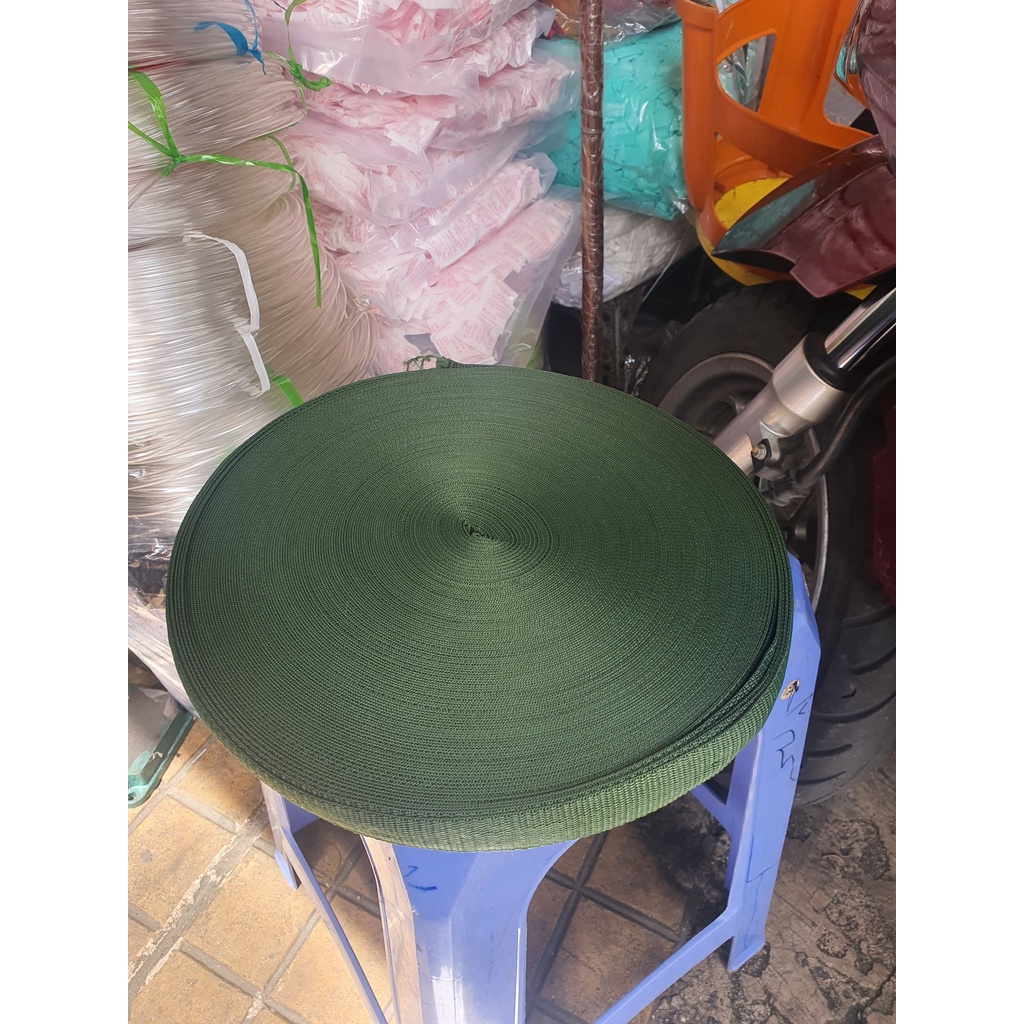 Dây đai cotton, dây dù, dây quai túi màu rêu - xanh lá cao cấp size 2cm-5cm