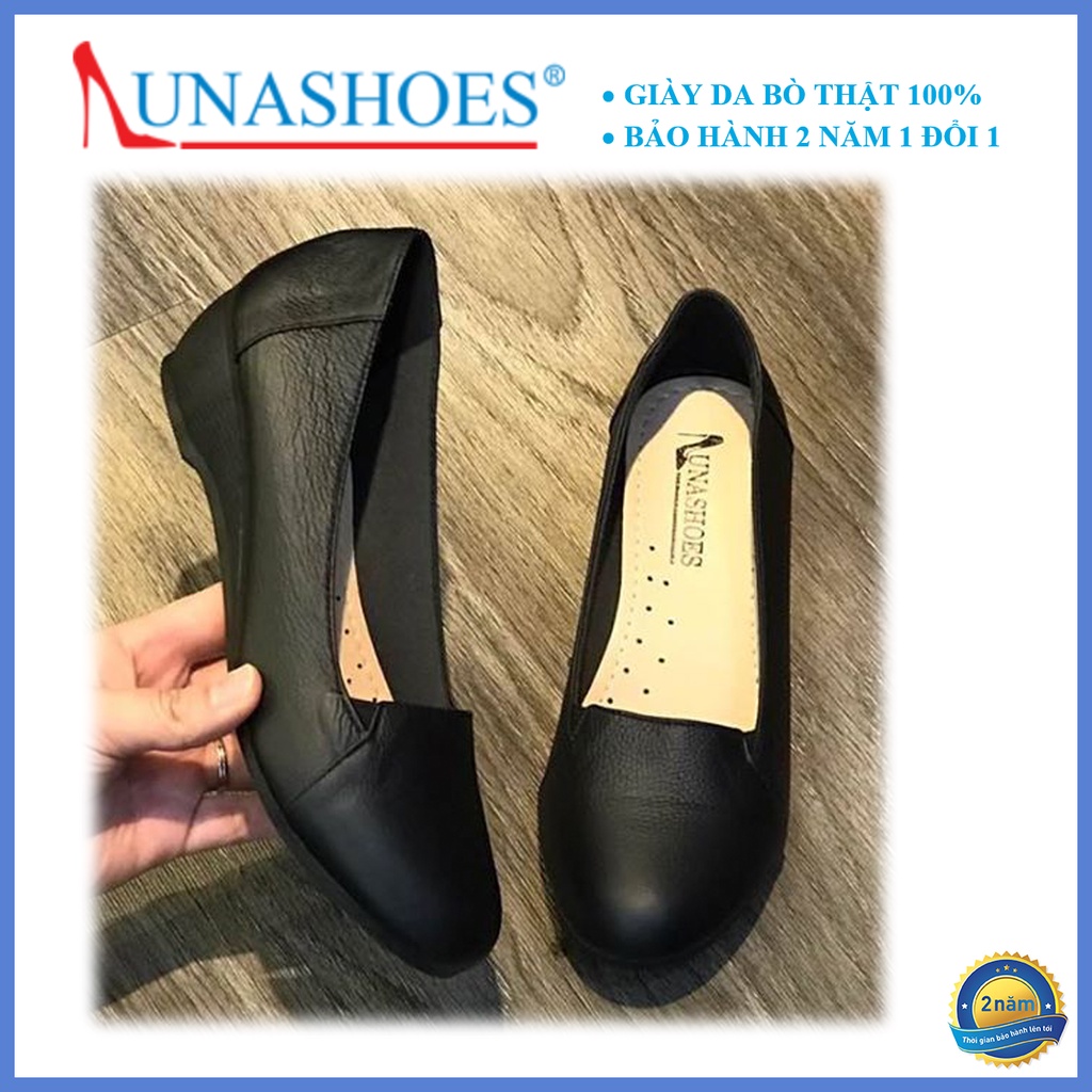 Giầy đế xuồng, giày da bò thật nữ LUNASHOES 24808 trung niên cho mẹ bảo hành 24 tháng 1 đổi 1 giày xuồng cao cấp