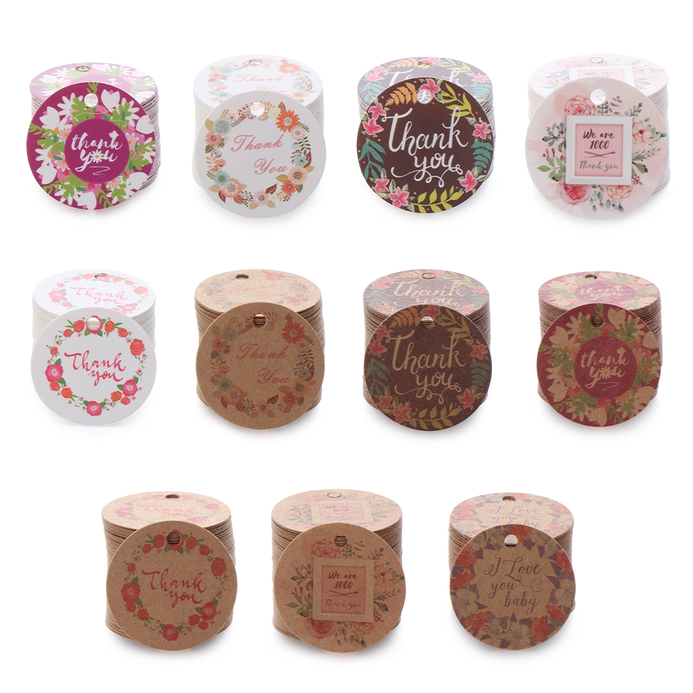 100 Miếng giấy hình tròn họa tiết hoa để làm giấy gói quà tiện dụng