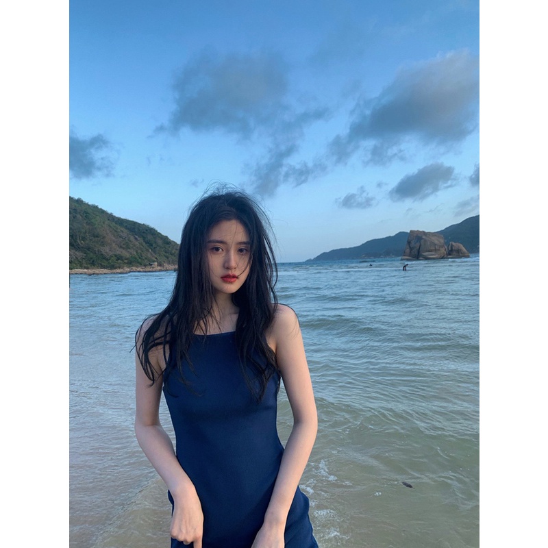 Sẵn - Đầm 2 Dây | Đầm Nữ 2 Dây Đi Biển Dáng Suông Dài Màu Xanh Tiểu Thư Nhẹ Nhàng, Váy Hè Đii Biển 2022 Ulzzang Hàn Quốc | BigBuy360 - bigbuy360.vn