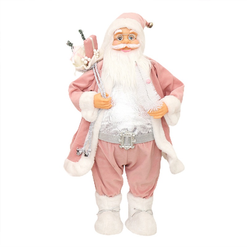 Búp Bê Nhồi Bông Hình Ông Già Noel Mặc Áo Choàng Hồng Đáng Yêu