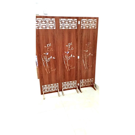 Bộ 3 tấm vách bình phong ngăn phòng, màu nâu cánh gián (357) kích thước 180x150cm TẶNG 6 chân vách  - HOME DECOR