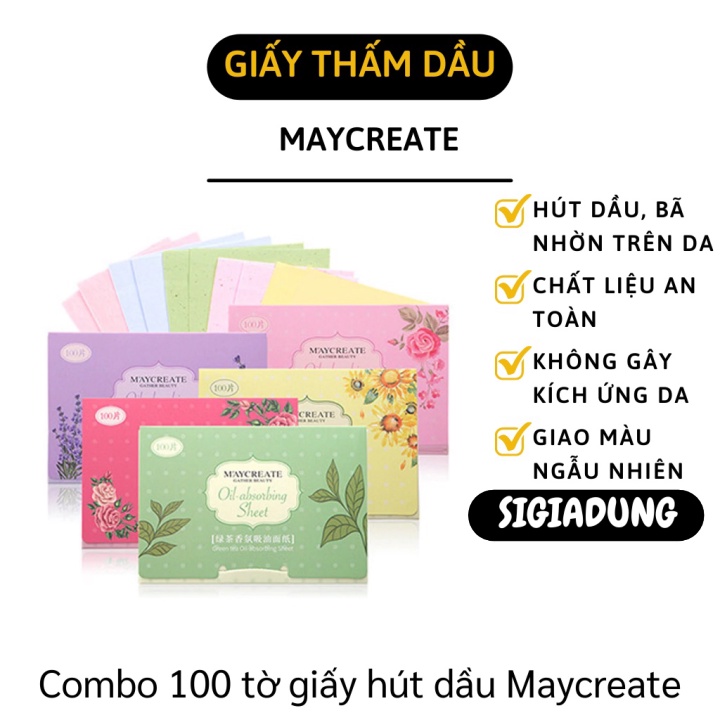 [SGD] Giấy Thấm Dầu - Combo 100 Tờ Giấy Thấm Dầu Da Mặt Maycreate An Toàn 8020