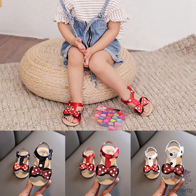 Giày sandal phối nơ phong cách Hàn Quốc thời trang mùa hè cho bé gái