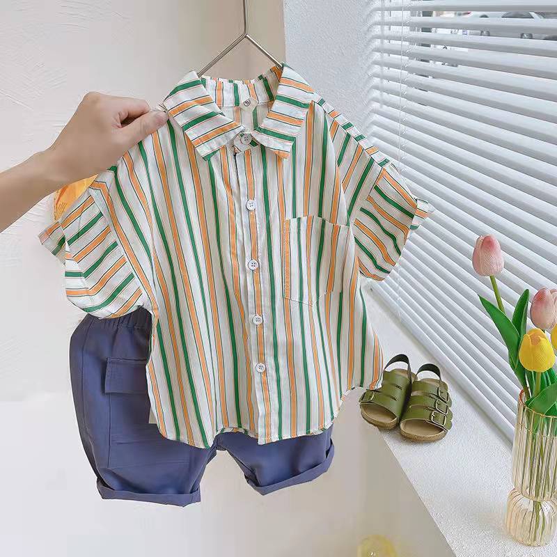 Áo Sơ Mi Mỏng Mùa Hè Tay Cộc Thoải Mái Phong Cách Mori Phương Tây Dễ Phối Đồ Cho Bé Trai