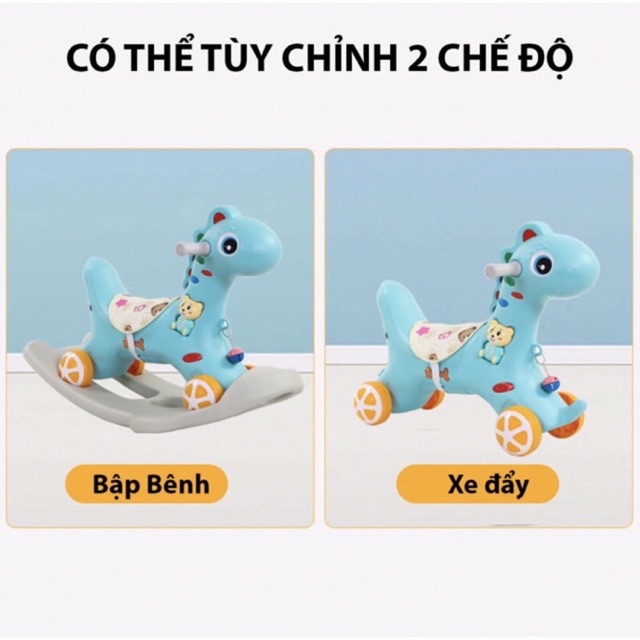 Bập Bênh, Xe Chòi Chân 02in01 Có Nhạc Hình Ngựa Đa Năng Tiện Dụng Cho Bé!